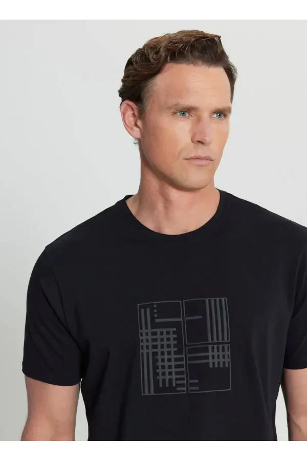 Altinyildiz Classics Velosiped Yoqali Bosmali Qora Erkaklar Futbolkasi ACE091252072_SYH - 4