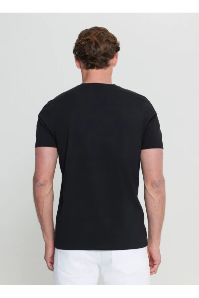 Altınyıldız Classics Велосипедная Шея С Принтом Черная Мужская Футболка ACE091252068_SYH - 5