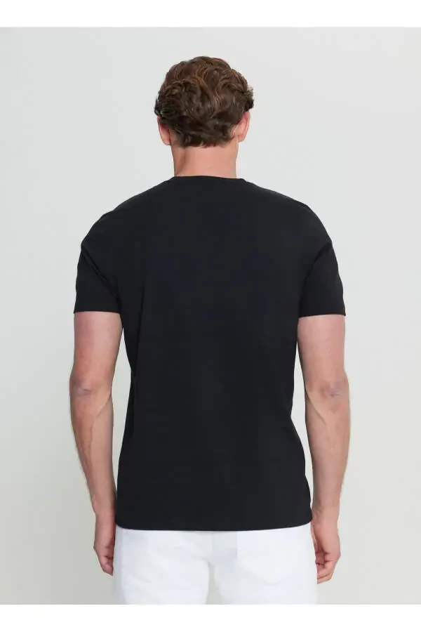 Altınyıldız Classics Велосипедная Шея С Принтом Черная Мужская Футболка ACE091252068_SYH - 5