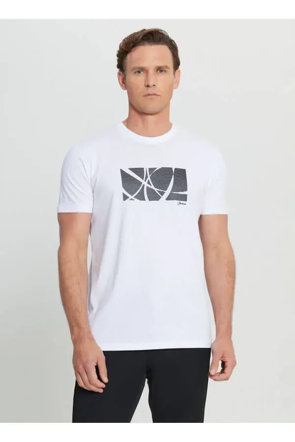 Altınyıldız Classics Велосипедный воротник Печатный белый Е - 1