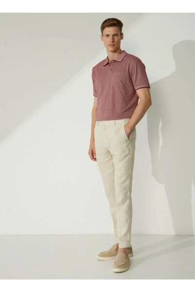 Altınyıldız Classics White - Burgundy Men's Polo T-Shirt - ALTINYILDIZ CLASSICS (1)