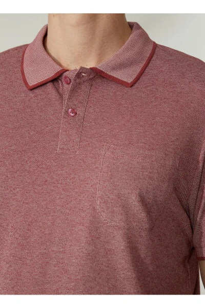 Altınyıldız Classics White - Burgundy Men's Polo T-Shirt - 4