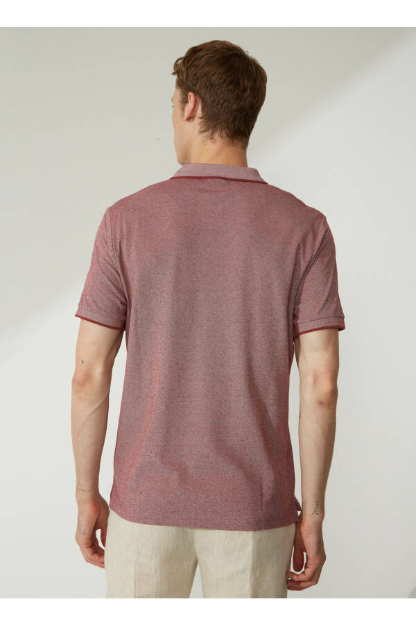 Altınyıldız Classics White - Burgundy Men's Polo T-Shirt - 5