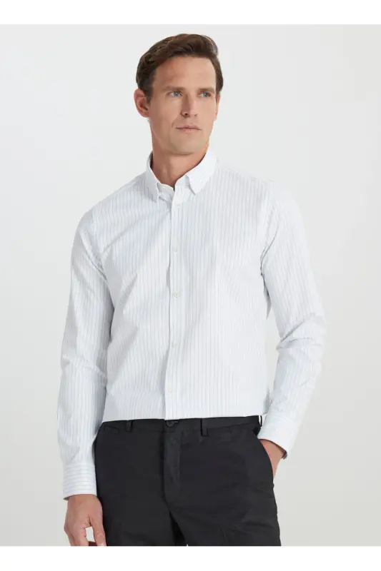 Altınyıldız Classics White - Khaki Men's Shirt ACE202510073_SHIRT PAR DY - ALTINYILDIZ CLASSICS