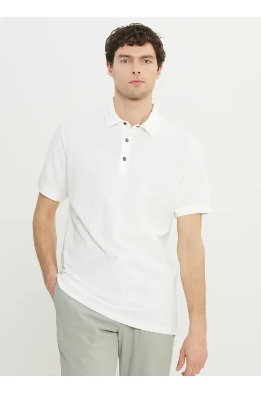 Altinyulduz Classics Polo Yoqa Oq Erkaklar Futbolkasi ACE091252009_BYZ - Altınyıldız Classics