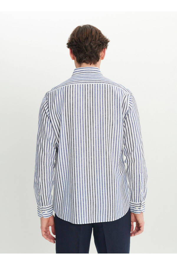 Altinyulduz Classics Regular Fit Tugmali Yaka Oq - Ko'k Erkak Ko'ylak ACE020252223_BZL - 3