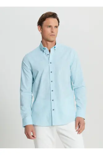 Altinyulduz Classics Slim Fit Tugmali Yaka Turkuaz - 3