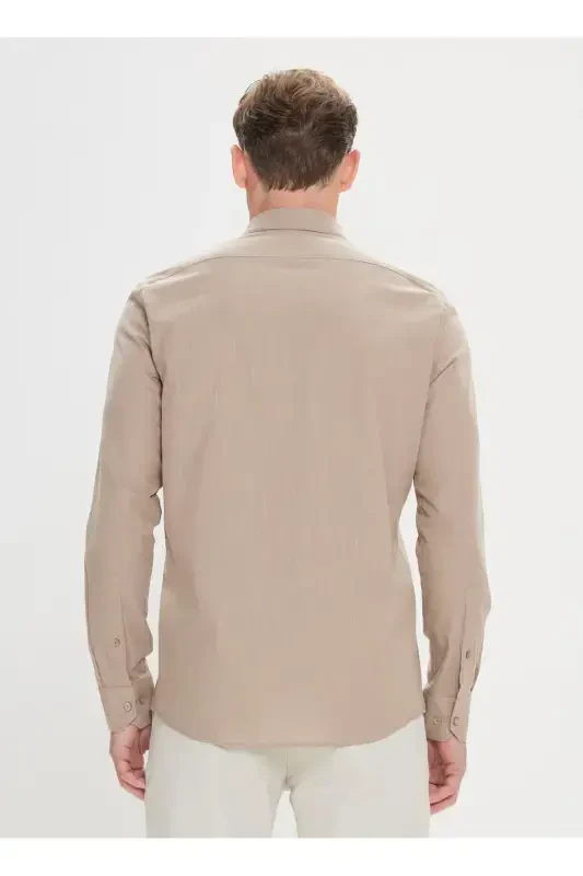 Altinyulduz Classics Slim Fit Tugmali Yaka Vizon Erkak Ko'ylak 4A2021200056 - 4