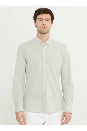Altinyulduz Classics Slim Fit Tugmali Yaka Xaki Erkak Ko'ylak ACE020252157_HAK - 3