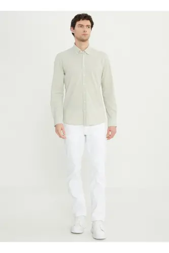Altinyulduz Classics Slim Fit Tugmali Yaka Xaki Erkak Ko'ylak ACE020252157_HAK - 1