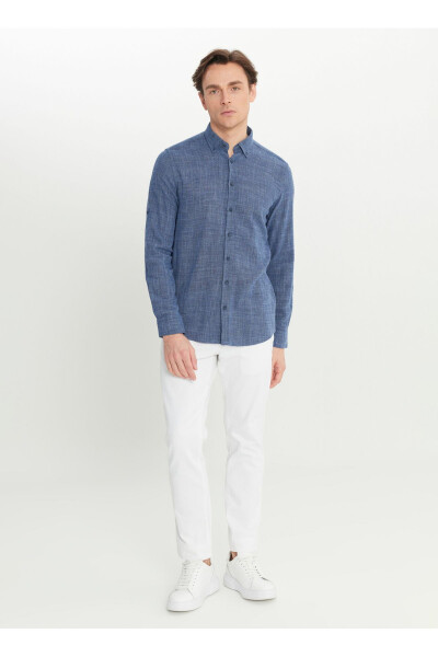 Altinyulduz Classics Slim Fit Tugmali Yoqa Lacivert Erkak Ko'ylak ACE020252165_LAC - 2