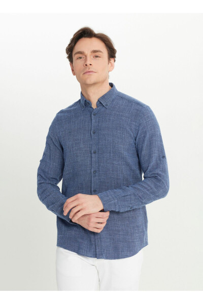 Altinyulduz Classics Slim Fit Tugmali Yoqa Lacivert Erkak Ko'ylak ACE020252165_LAC - 3