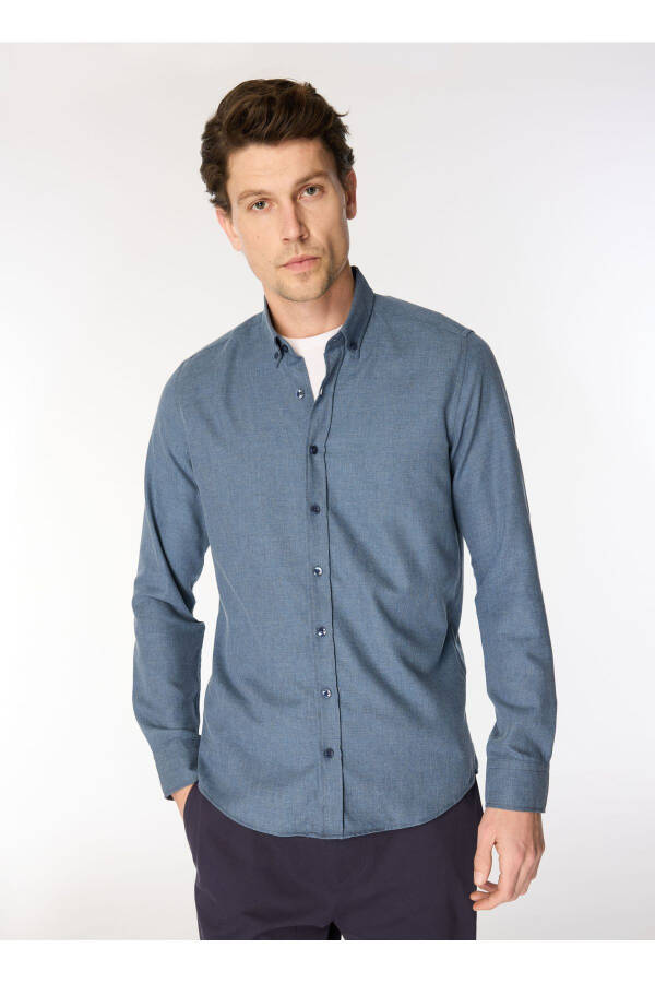 Altinyulduz Classics Slim Fit Tugmali Yoqa Lacivert Erkak Ko'ylak ACE202510303_KO'YLAK PAR DY - 1