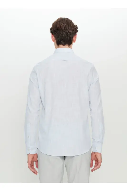 Altinyulduz Classics Slim Fit Tugmali Yoqa Moviy Er - 5