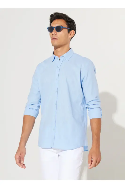 Altinyulduz Classics Slim Fit Tugmali Yoqa Moviy Er - 3
