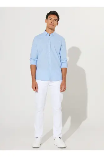 Altinyulduz Classics Slim Fit Tugmali Yoqa Moviy Er - 5