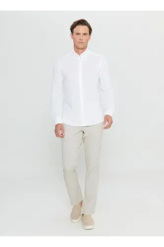 Altinyulduz Classics Slim Fit Tugmali Yoqa Oq Erkak Ko'ylak ACE020252157_BYZ - 2