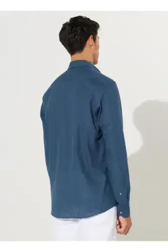 Altinyulduz Classics Slim Fit Tugmali Yaka Petrol Erkak Ko'ylak 4A2021200056 - 7