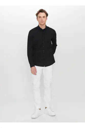 Altinyulduz Classics Slim Fit Tugmali Yoqa Qora Erkak Ko'ylak ACE020252157_SYH - ALTINYILDIZ CLASSICS (1)
