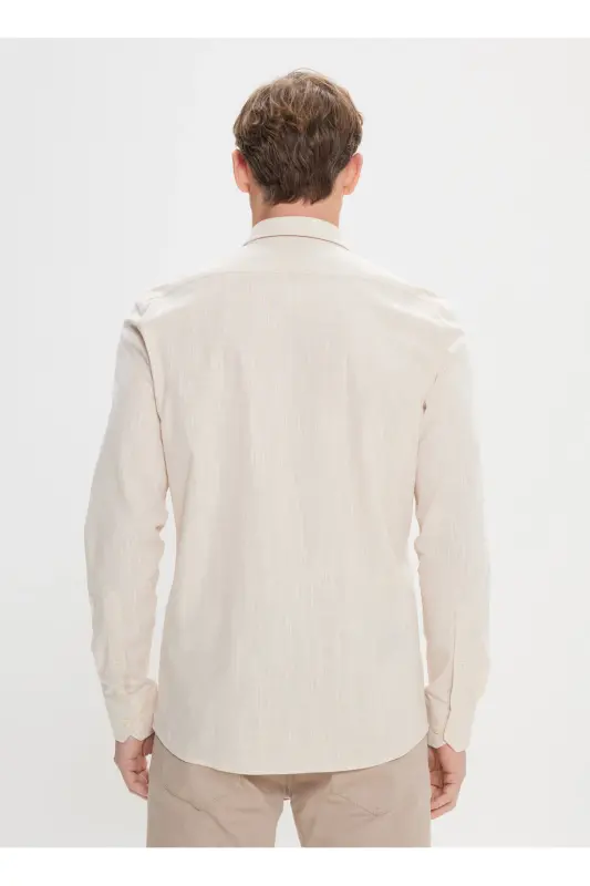 Altinyulduz Classics Slim Fit Tugmali Yoqali Bej Erkak - 5