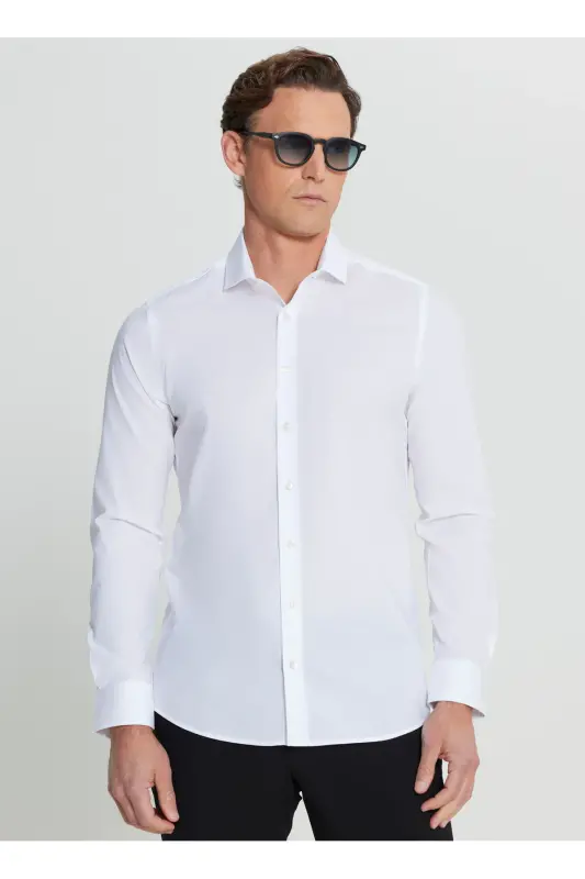Altinyulduz Classics Slim Fit Tugmali Yoqali Oq E - 3