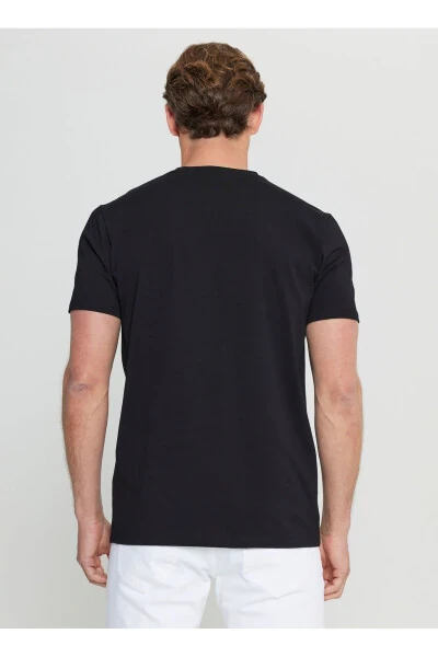 Altinyulduz Classics Velosiped Yoqali Bosmali Qora Erkaklar Futbolkasi ACE091252410_SYH - 5