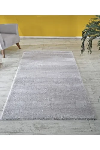 Altun Home Post Açık Gri Peluş Kaymaz Tüylenmez Makinede Yıkanabilir Halı-AÇIK - Sarar