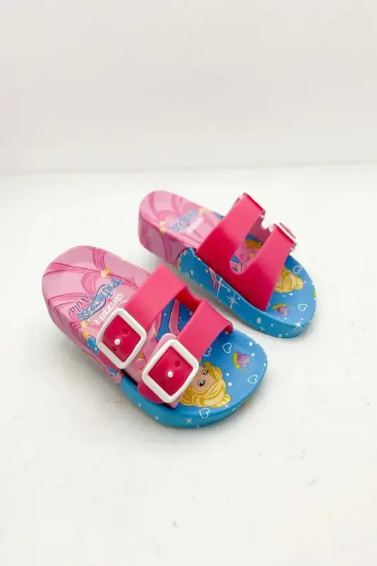 Altuntaş - Alya Figured Girl's Slipper Model - Fuchsia-Pink - 2