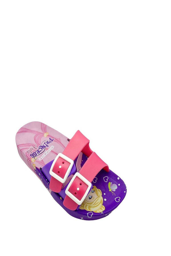 Altuntaş - Alya Figured Girls' Slippers Model - Purple - Fuchsia - 16