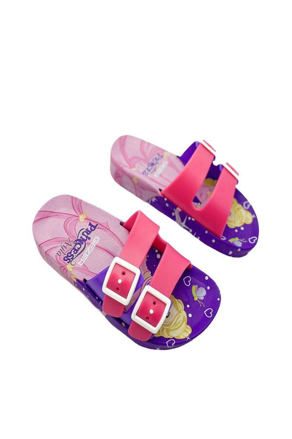 Altuntaş - Alya Figured Girls' Slippers Model - Purple - Fuchsia - 10