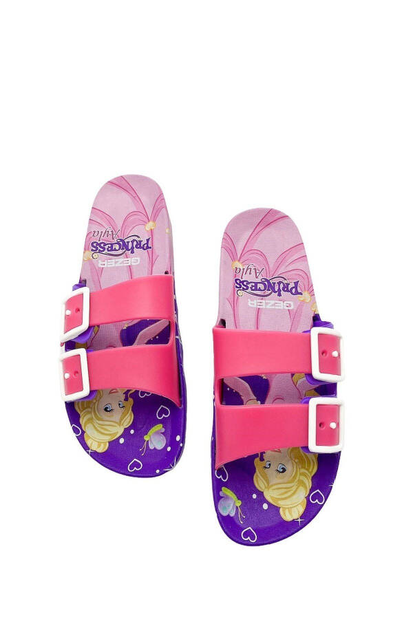 Altuntaş - Alya Figured Girls' Slippers Model - Purple - Fuchsia - 11