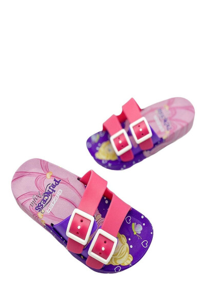 Altuntaş - Alya Figured Girls' Slippers Model - Purple - Fuchsia - 5