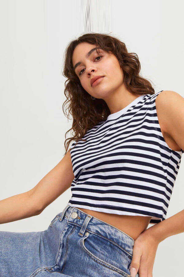 Alvira Women's Striped Crew Neck Crop Top - 1