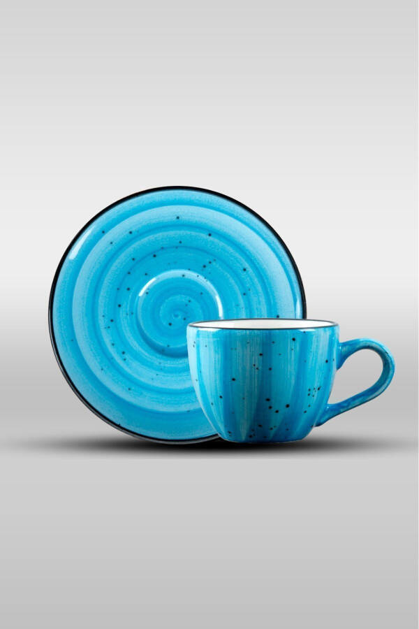 Alya Hand-Painted 4-Piece 2-Person Porcelain Coffee Cup Set Blue - 15