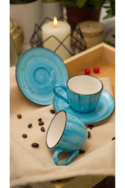 Alya Hand-Painted 4-Piece 2-Person Porcelain Coffee Cup Set Blue - 6