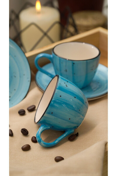 Alya Hand-Painted 4-Piece 2-Person Porcelain Coffee Cup Set Blue - 8