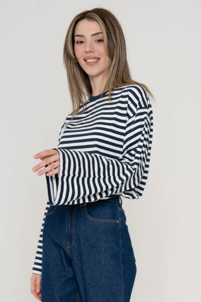 Amalie striped long-sleeve t-shirt for women. - 2