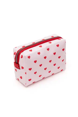 Amaliy 2 qismli Makiyaj Organayzeri Zamonaviy Sayohat Makiyaj Sumkasi To'plami Ko'p Funksiyali Kosmetika Sumkasi - Qizil Yurak - 8