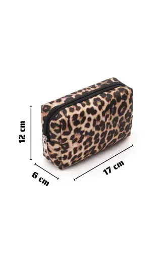 Amaliy 2 qismli Makiyaj Organizatori Zamonaviy Sayohat Makiyaj Sumkasi To'plami Ko'p Funktsional Kosmetik Sumka Leopard-Leopard Naqshli - 8