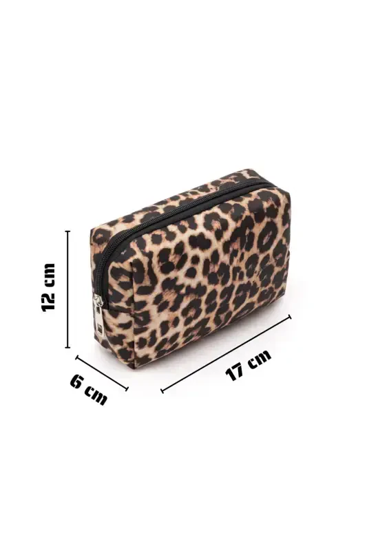 Amaliy 2 qismli Makiyaj Organizatori Zamonaviy Sayohat Makiyaj Sumkasi To'plami Ko'p Funktsional Kosmetik Sumka Leopard-Leopard Naqshli - 8