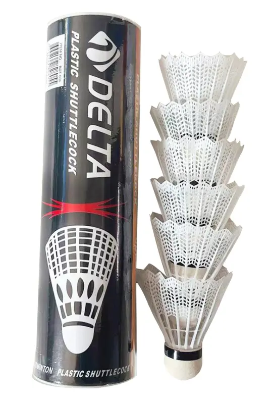 Amaliy qutilarda plastik boshli 6 dona oq badminton to'pi - 1