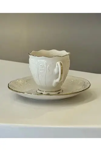 Amara Zarif 6 Kişilik Kahve Fincan Takımı 80 ML-Bej - 3