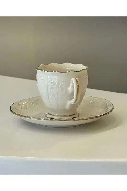 Amara Zarif 6 Kişilik Kahve Fincan Takımı 80 ML-Bej - 3