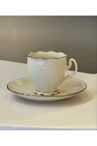 Amara Zarif 6 Kişilik Kahve Fincan Takımı 80 ML-Bej 