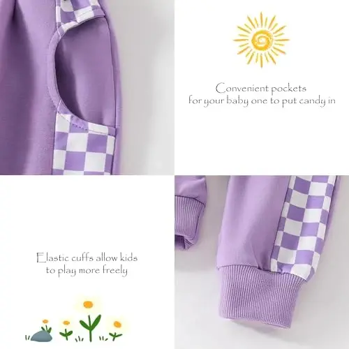 AMAWMW Infant Baby Girl Clothes Long Sleeve Loose Sweatshirts Pockets Pants Headband Outfits Fall Winter Spring Gift - 5