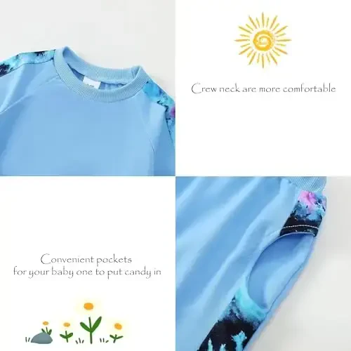 AMAWMW Infant Baby Girl Clothes Long Sleeve Loose Sweatshirts Pockets Pants Headband Outfits Fall Winter Spring Gift - 5