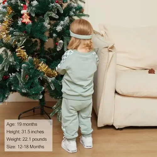 AMAWMW Infant Baby Girl Clothes Long Sleeve Loose Sweatshirts Pockets Pants Headband Outfits Fall Winter Spring Gift - 3