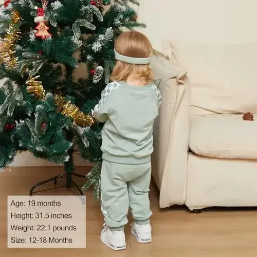 AMAWMW Infant Baby Girl Clothes Long Sleeve Loose Sweatshirts Pockets Pants Headband Outfits Fall Winter Spring Gift - 3