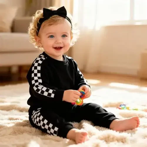 AMAWMW Infant Baby Girl Clothes Long Sleeve Loose Sweatshirts Pockets Pants Headband Outfits Fall Winter Spring Gift - AMAWMW (1)