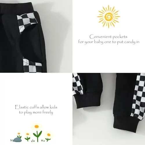 AMAWMW Infant Baby Girl Clothes Long Sleeve Loose Sweatshirts Pockets Pants Headband Outfits Fall Winter Spring Gift - 5